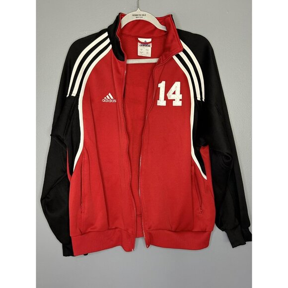 SSC Track Jacket Mens Medium Red Black Soccer Vintage Adidas Full Zip Pockets 14 - Picture 3 of 12
